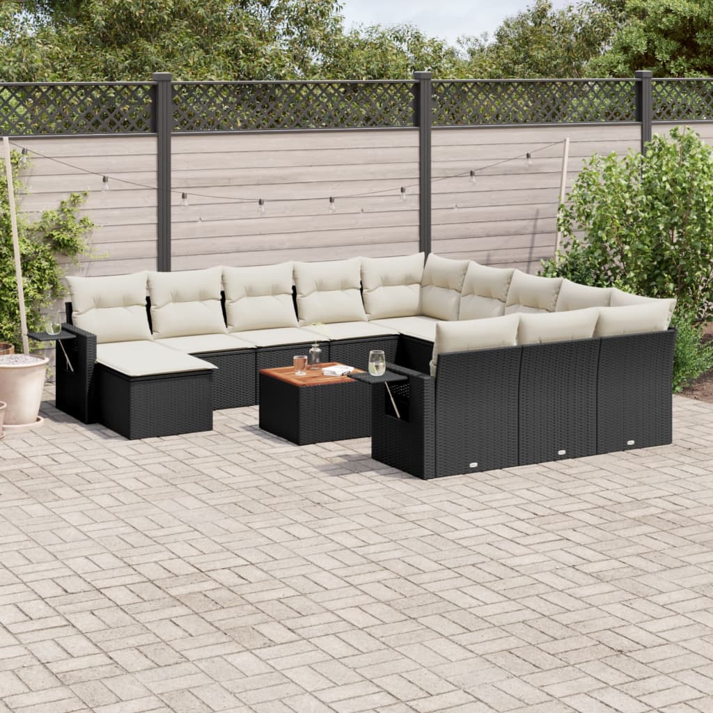 13-dijelni set vrtnih sofa s jastucima poliratan crni