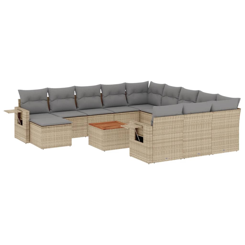 13-dijelni set vrtnih sofa s jastucima bež od poliratana