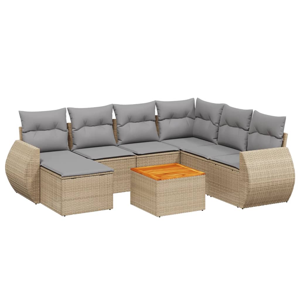 8-dijelni set vrtnih sofa od poliratana s jastucima bež