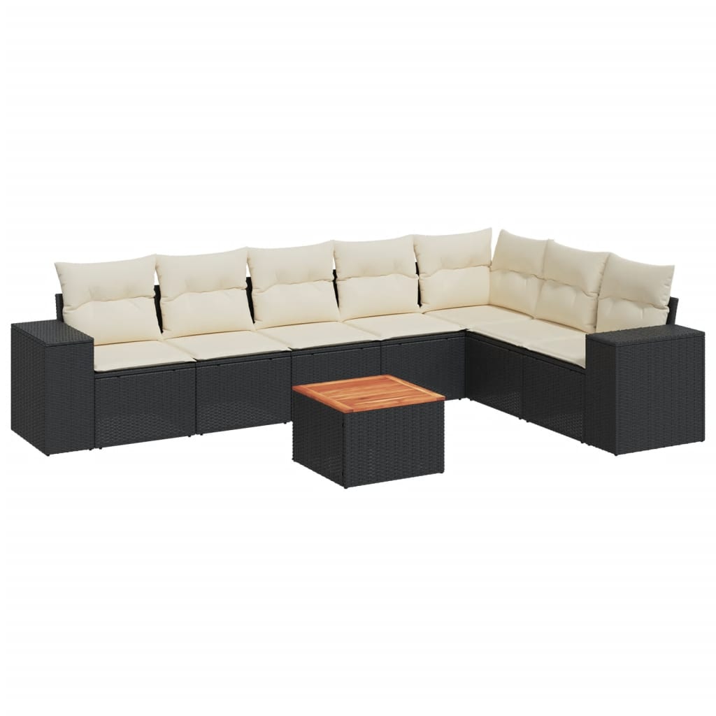 8-dijelni set vrtnih sofa od poliratana s jastucima crni