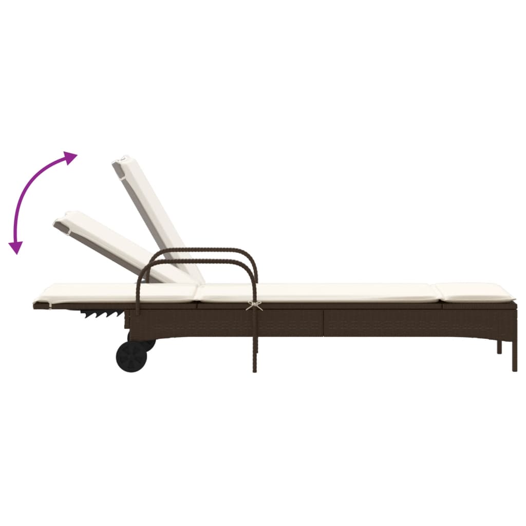 Ležaljke za sunčanje s jastucima 2 kom smeđe od poliratana