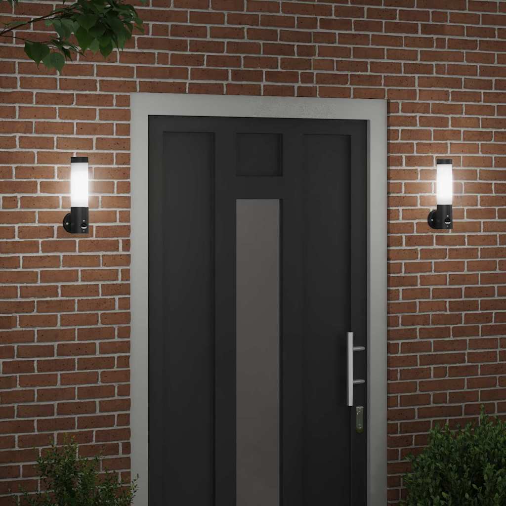 Vanjska zidna lampa 2 pcs Crna 12 x 8,5 x 29 cm