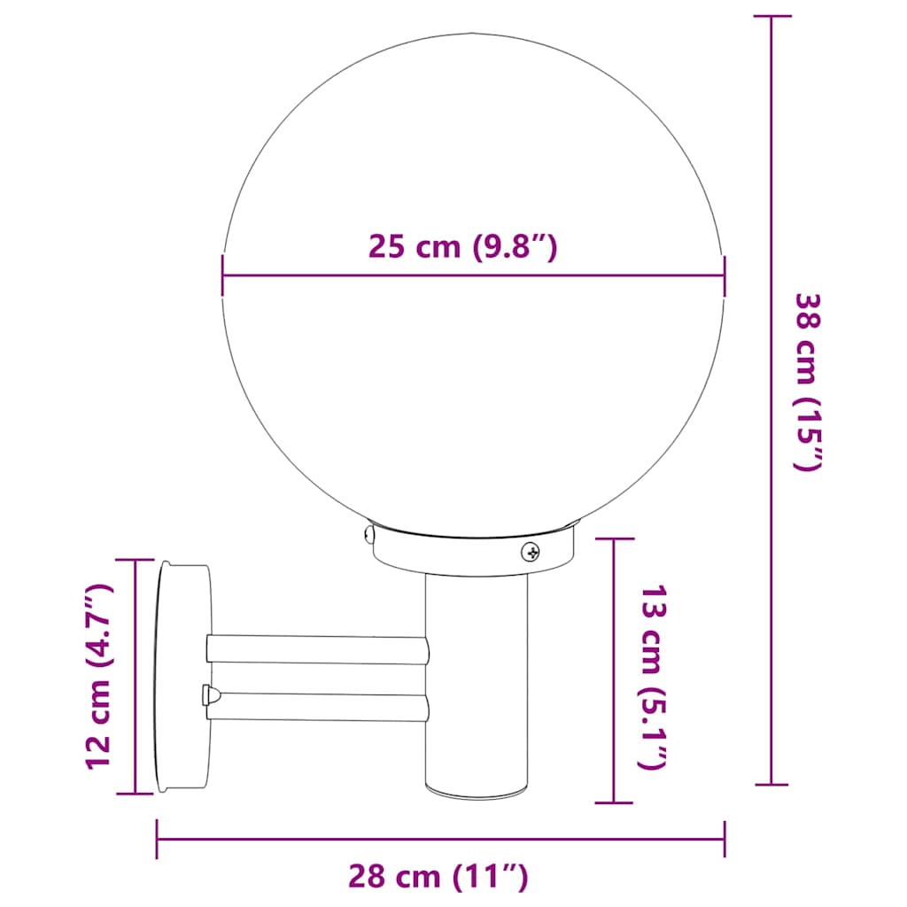Vanjska zidna lampa 2 pcs Srebrno 28 x 25 x 38 cm