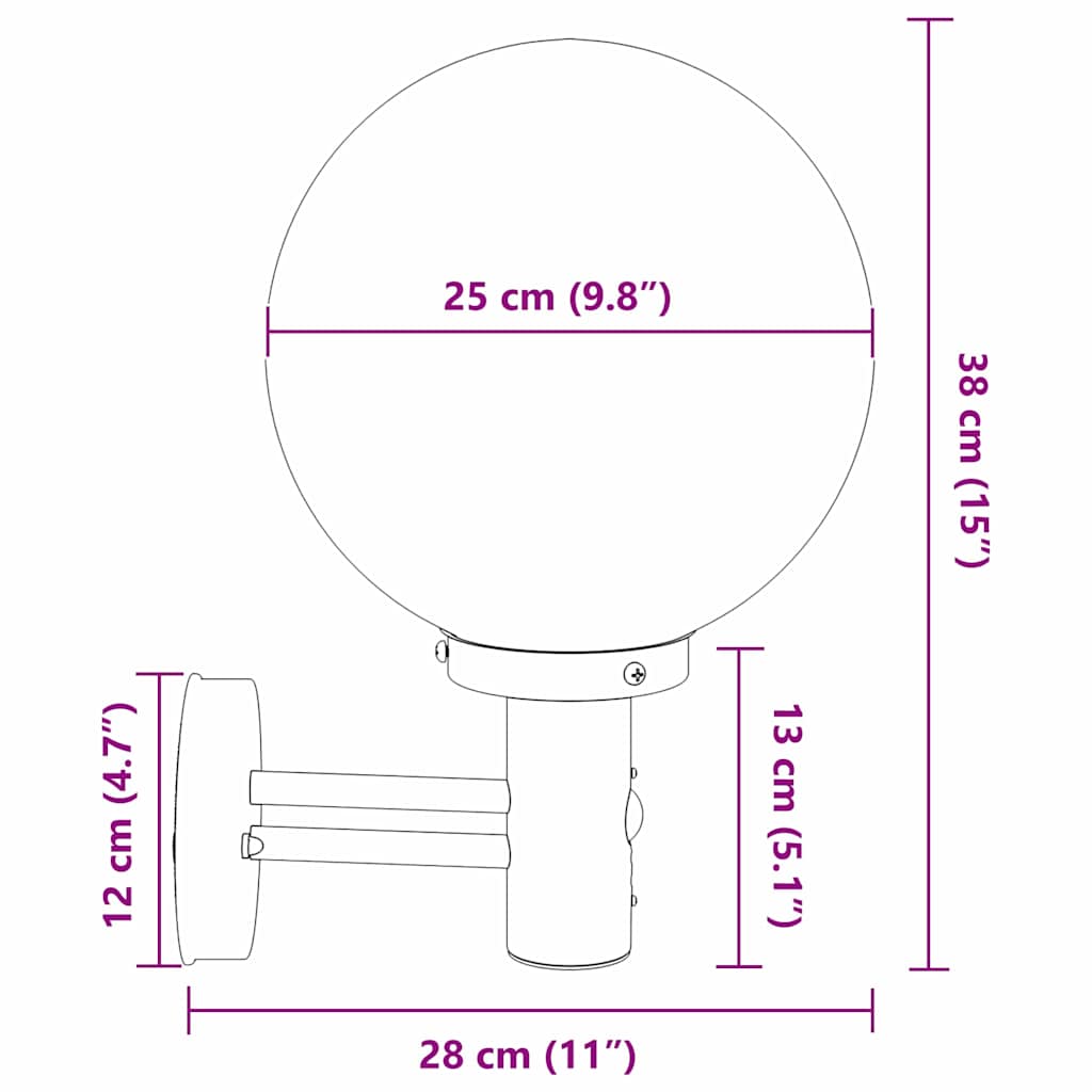Vanjska zidna lampa 2 pcs Crna 28 x 25 x 38 cm