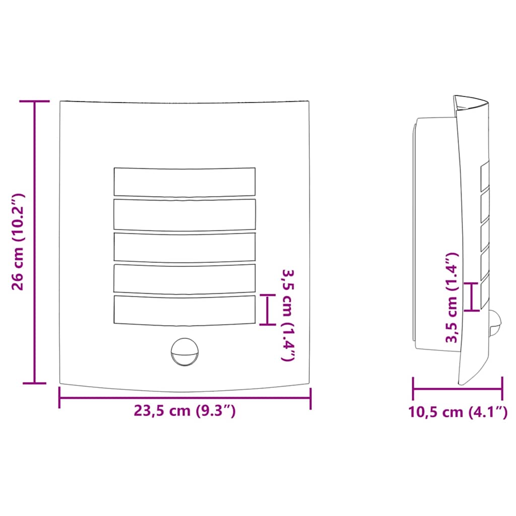 Vanjska zidna lampa 2 pcs Srebrno 23.5 x 9 x 26 cm