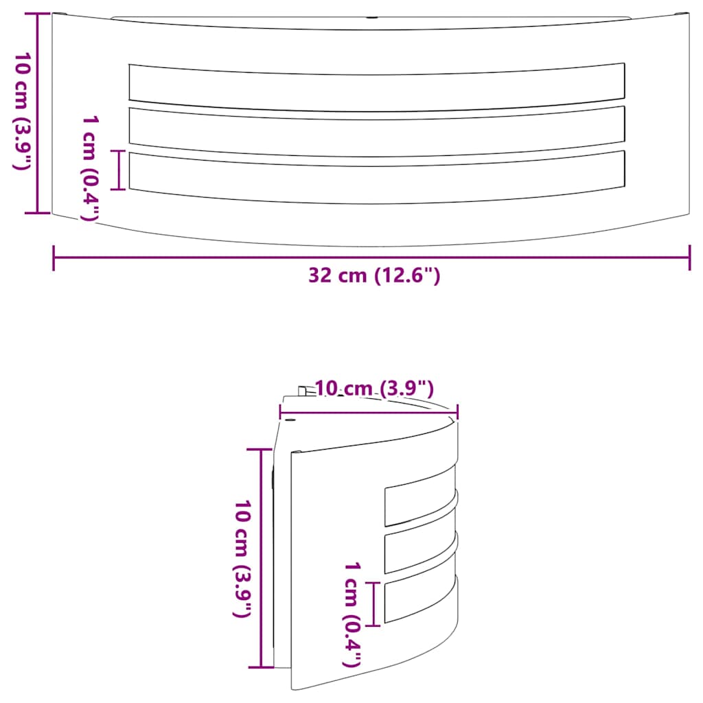 Vanjska zidna lampa 2 pcs Srebrno 32 x 10 x 10 cm