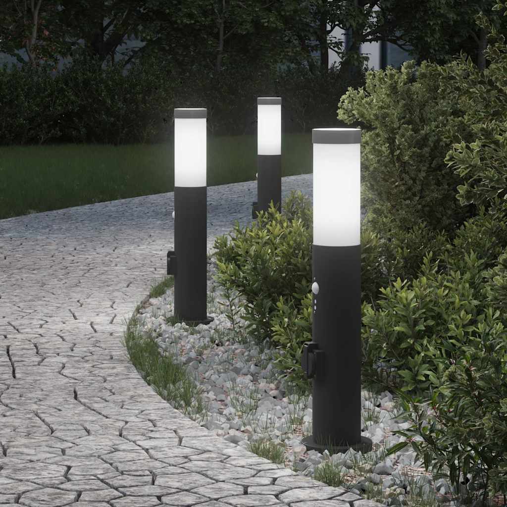 Stupić za zidne svjetiljke sa senzorom i utičnicom 3 kom 50 cm nehrđajući čelik IP44