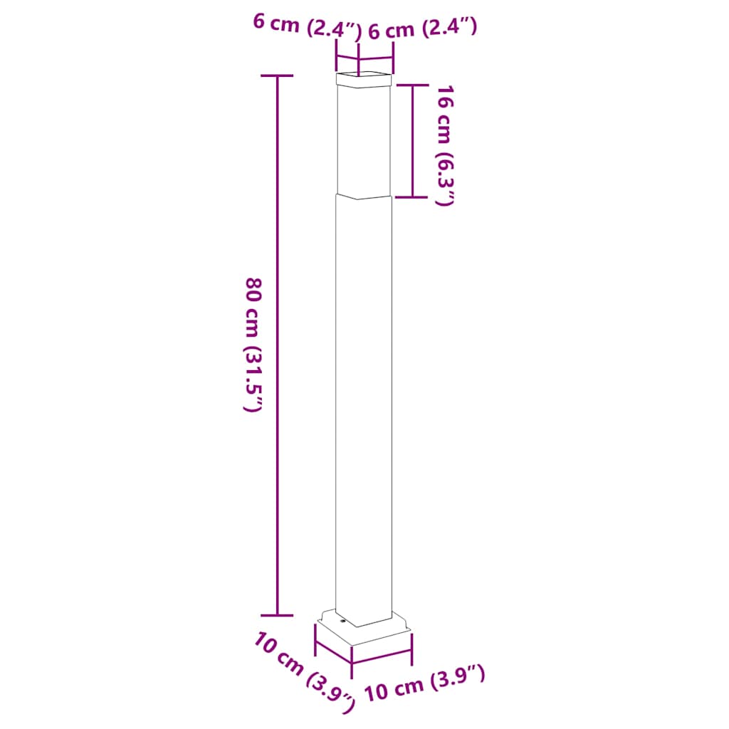 Stupić za svjetlo 80 cm Crna IP44
