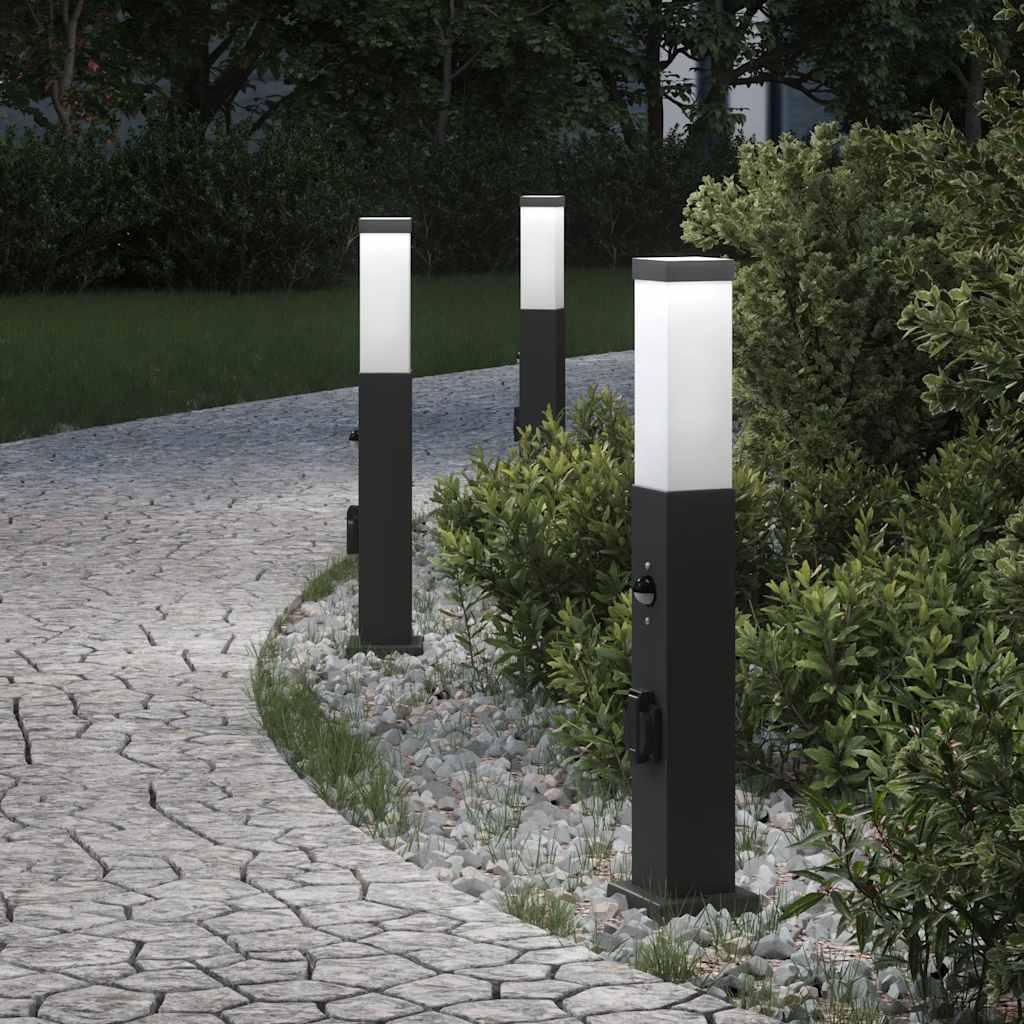 Stupić za zidne svjetiljke sa senzorom i utičnicom 3 kom 50 cm crne IP44