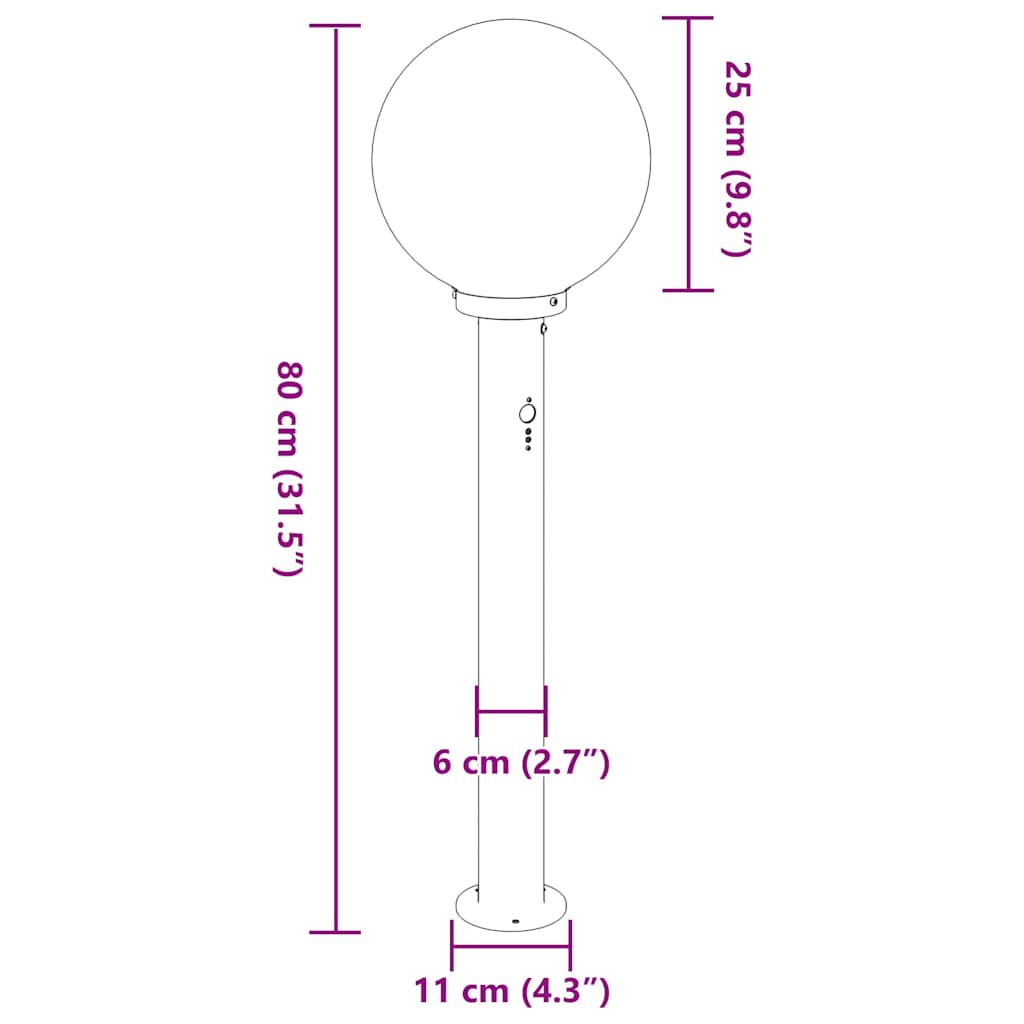 Stupić za svjetla sa senzorom 3 kom 80 cm nehrđajući čelik IP44