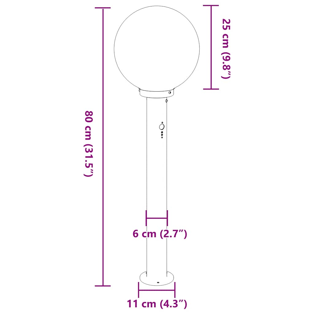 Stupić sa senzorom 80 cm Crna IP44
