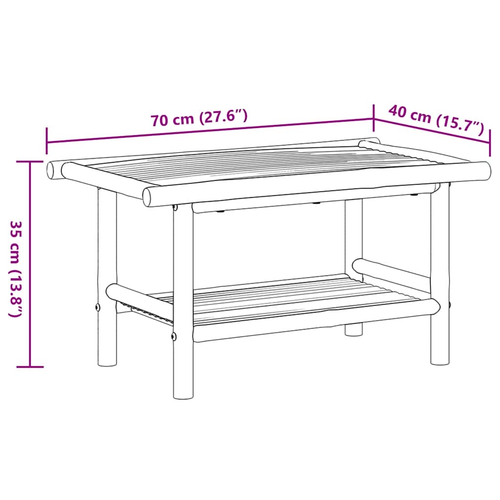 Stolić za kavu 70 x 40 x 35 cm od bambusa