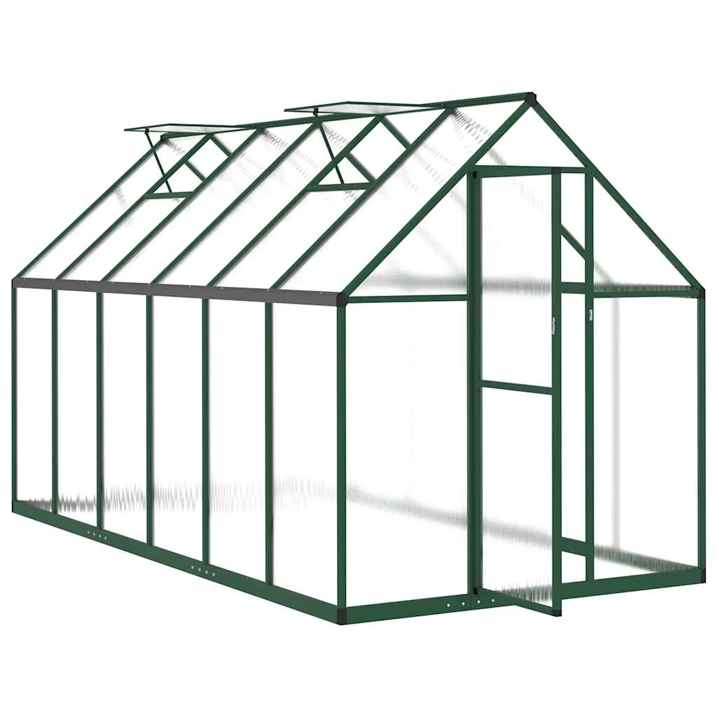 Staklenik s okvirom zeleni 334 x 169 x 195 cm aluminijski