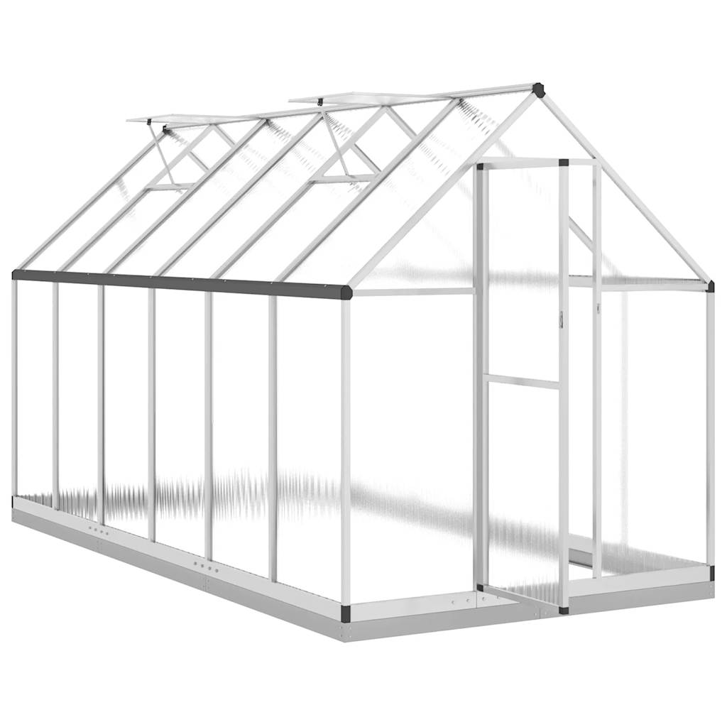 Staklenik s okvirom srebrni 334 x 169 x 202 cm aluminijski