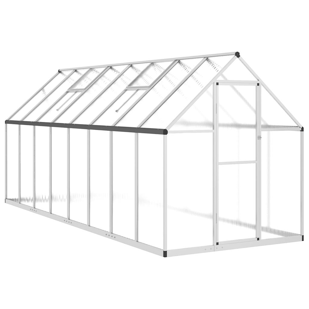 Staklenik s okvirom srebrni 445 x 169 x 195 cm aluminijski