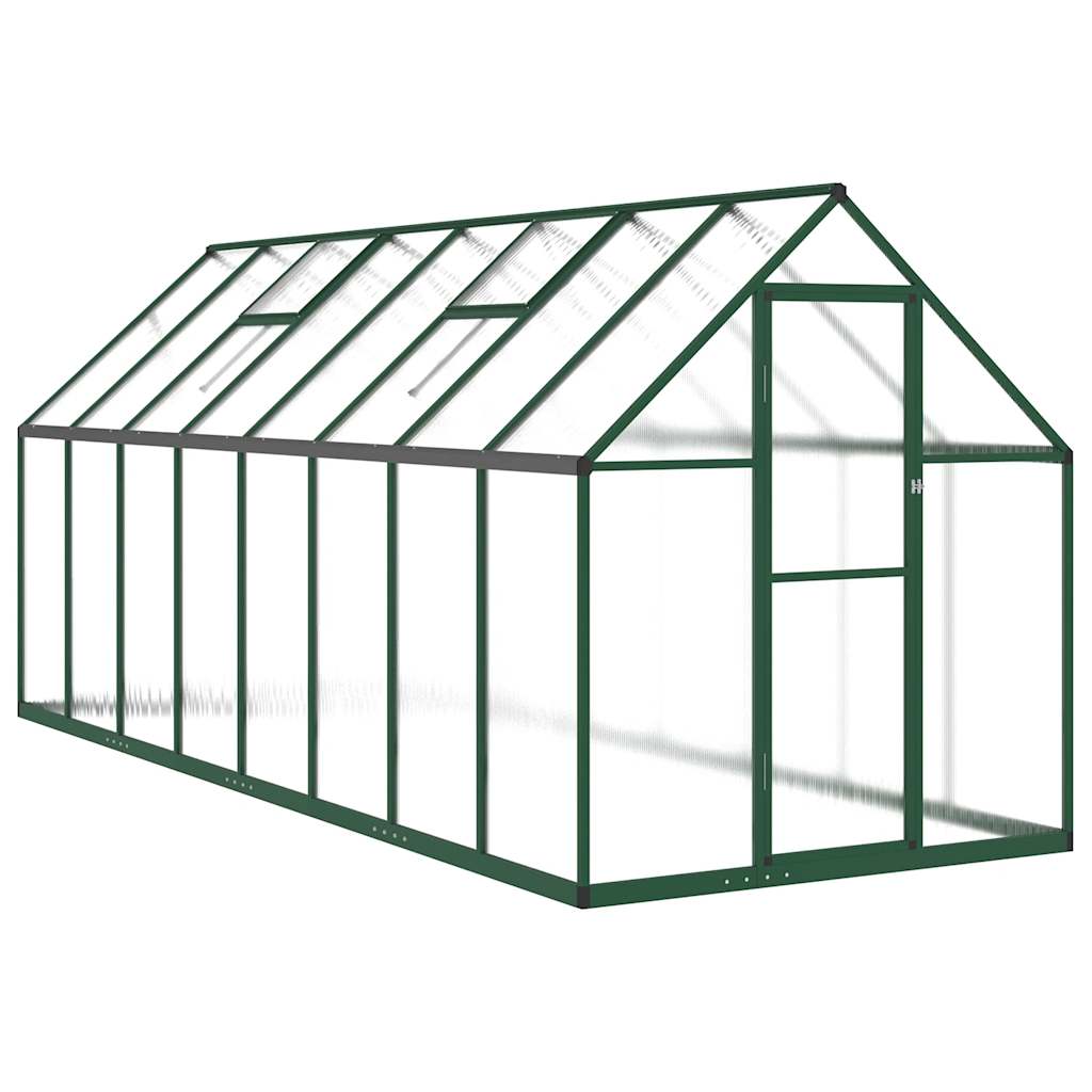 Staklenik s okvirom zeleni 445 x 169 x 195 cm aluminijski