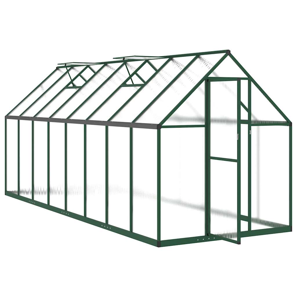 Staklenik s okvirom zeleni 445 x 169 x 195 cm aluminijski