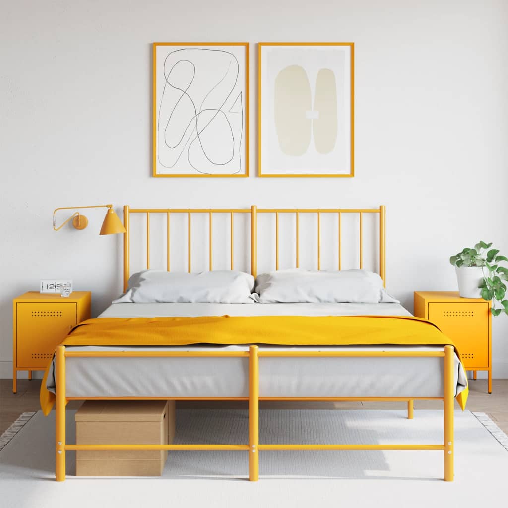 Noćni ormarići 2 kom žuta boja senfa 36 x 39 x 50,5 cm čelični