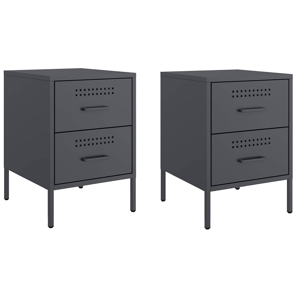 Noćni ormarići 2 kom antracit 36 x 39 x 50,5 cm čelični