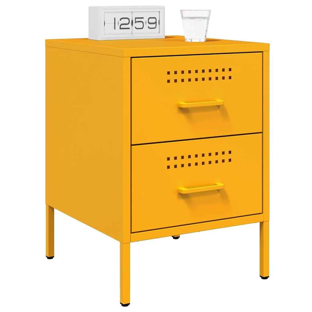 Noćni ormarić boje senfa 36 x 39 x 50,5 cm čelični