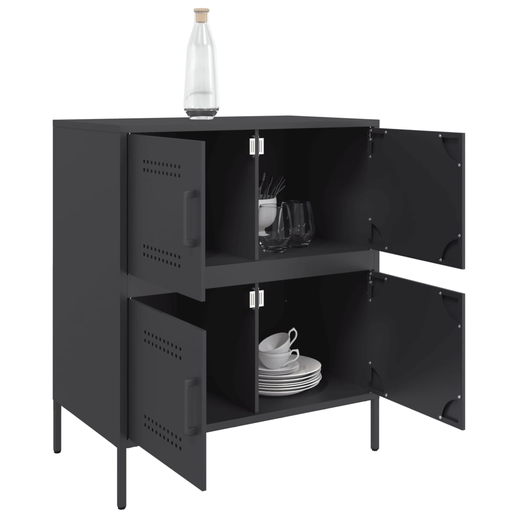 Komoda crna 68 x 39 x 79 cm čelična