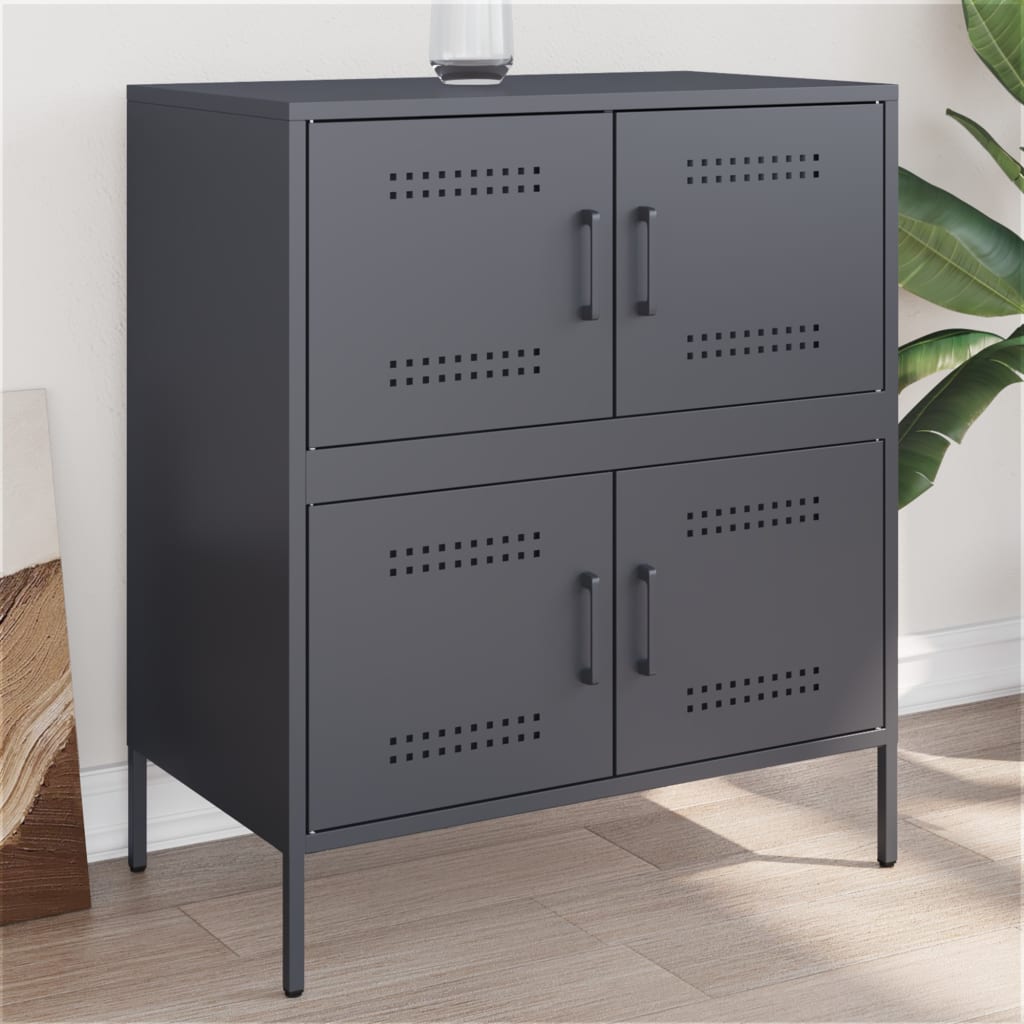 Komoda antracit 68 x 39 x 79 cm čelična