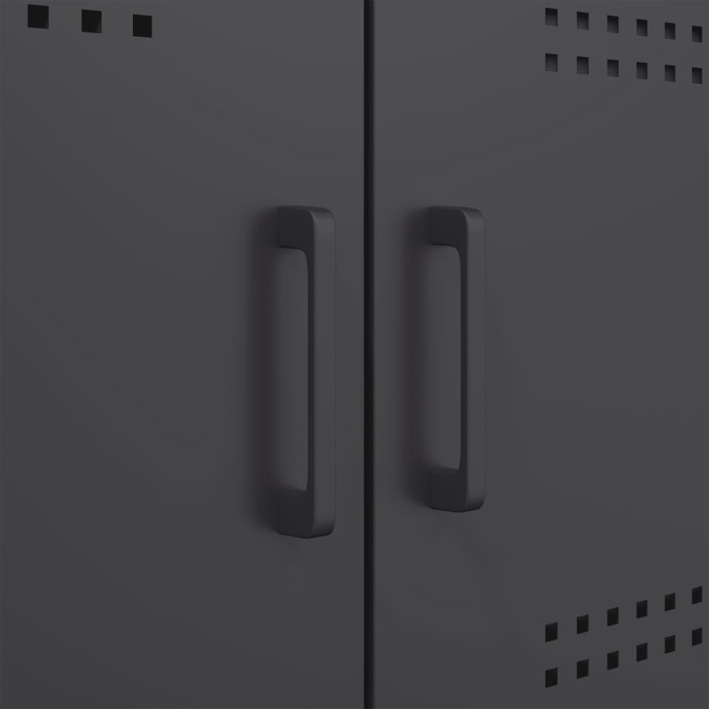Visoka komoda crna 68 x 39 x 113 cm čelična