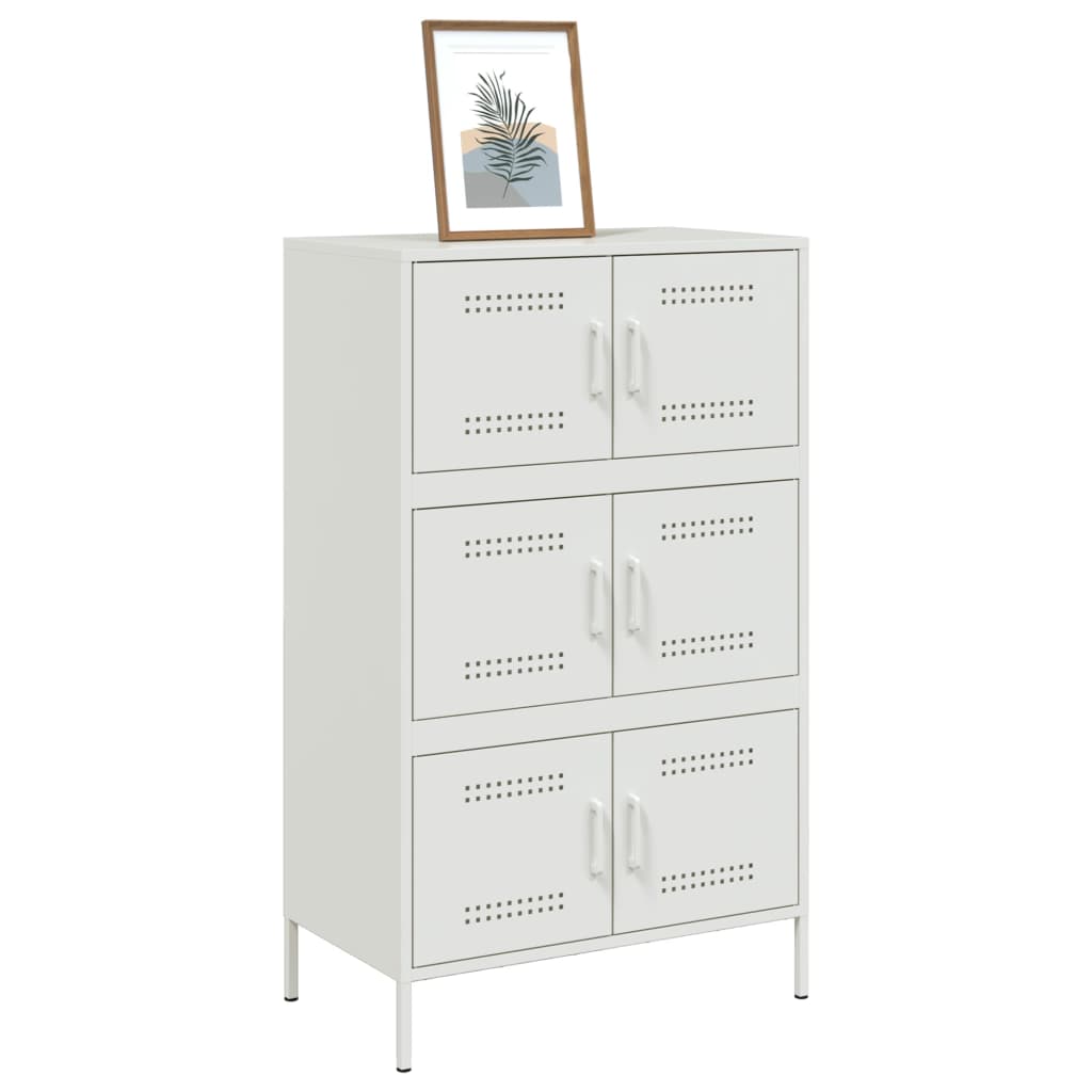 Visoka komoda bijela 67 x 39 x 113 cm čelična