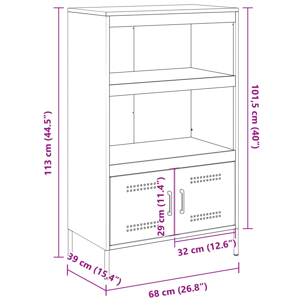 Visoka komoda crna 68 x 39 x 113 cm čelična
