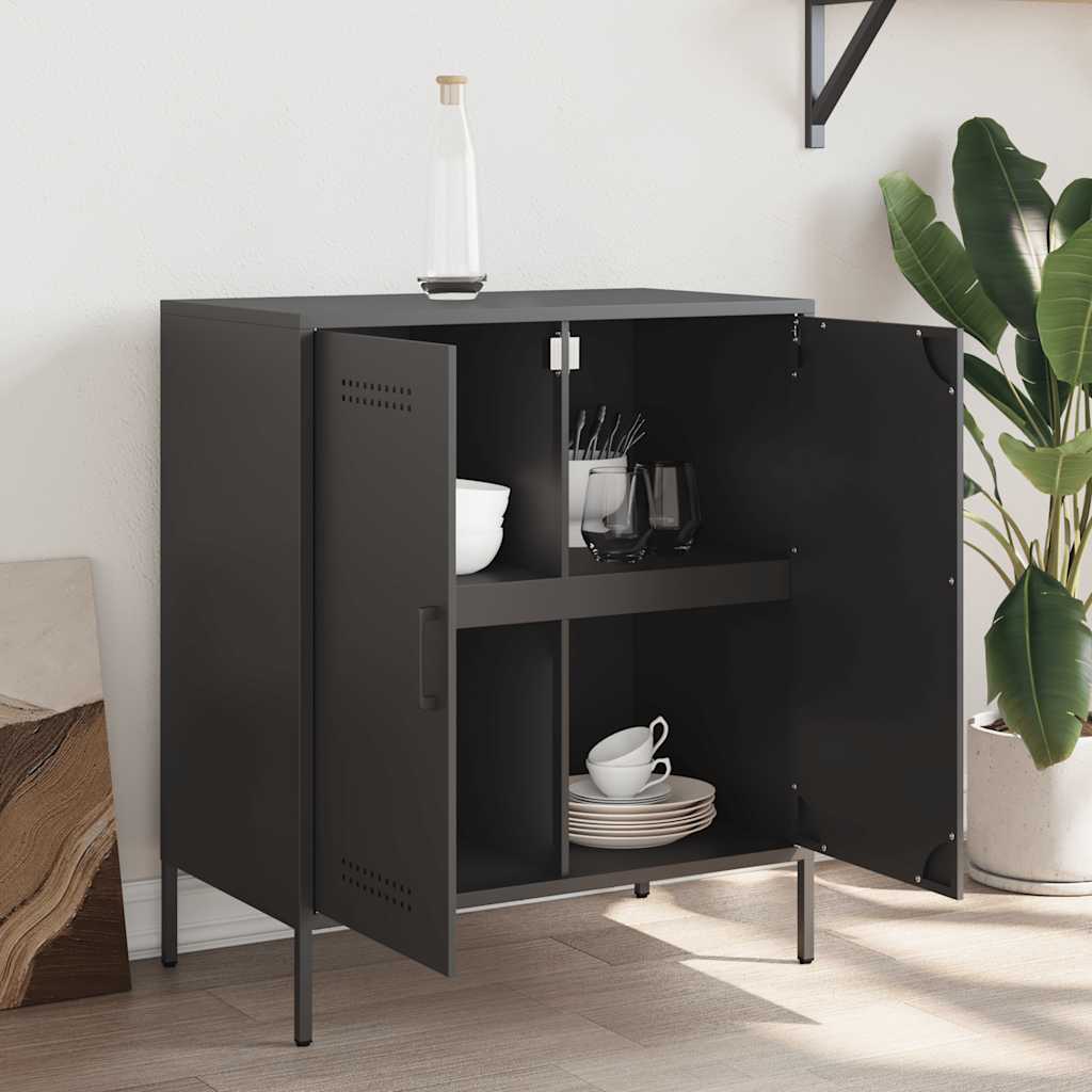 Komoda crna 68 x 39 x 79 cm čelična