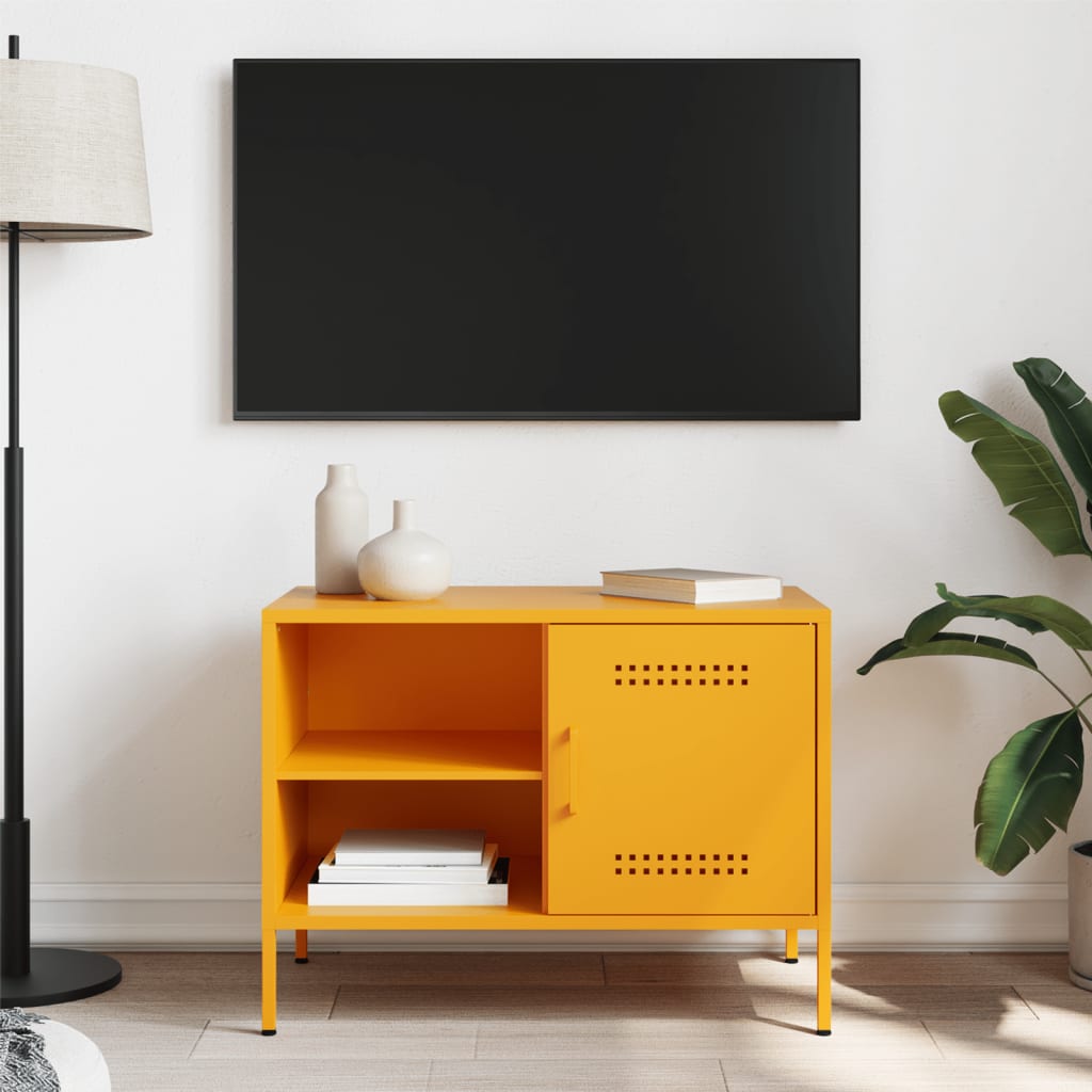 TV ormarić žute boje senfa 68 x 39 x 50,5 cm čelični