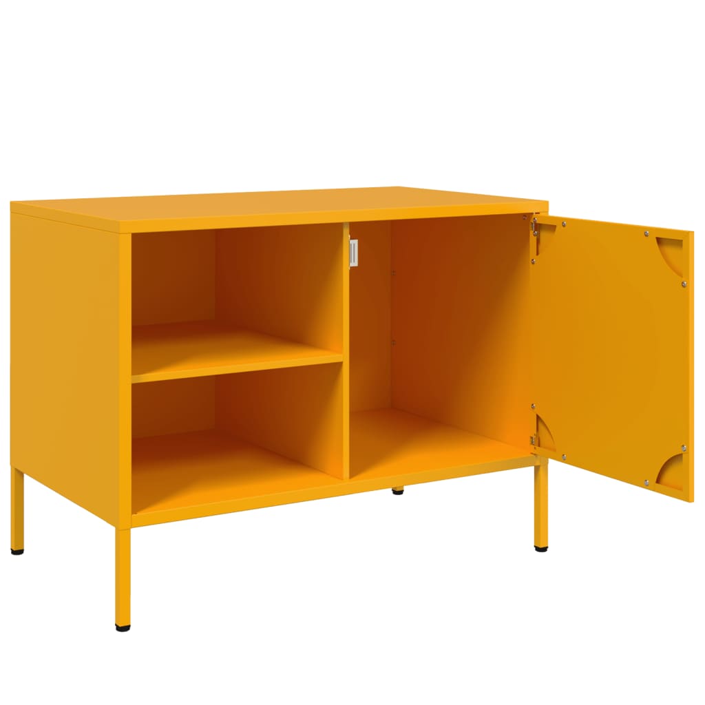 TV ormarić žute boje senfa 68 x 39 x 50,5 cm čelični