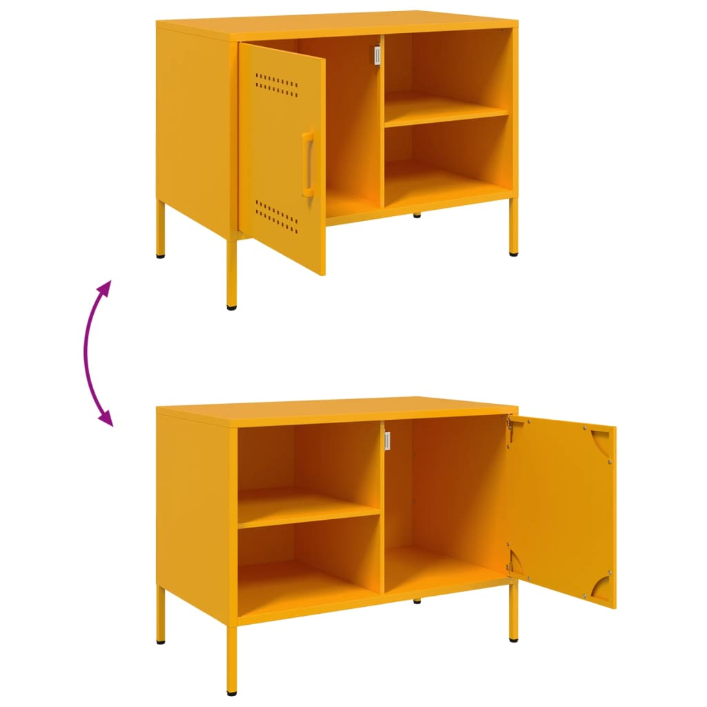 TV ormarić žute boje senfa 68 x 39 x 50,5 cm čelični