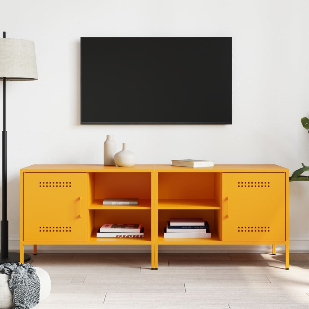TV ormarići 2 kom žuta boja senfa 68 x 39 x 50,5 cm čelični