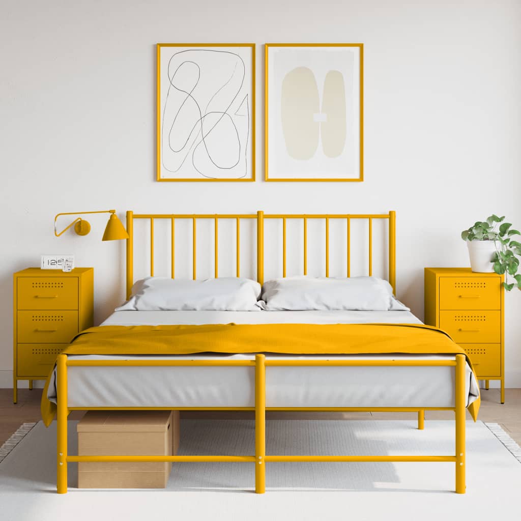 Noćni ormarići 2 kom boje senfa 36x39x68 cm čelični