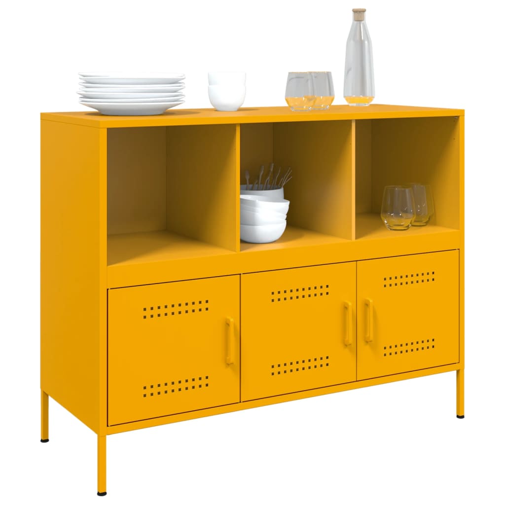 Komoda boja senfa 100,5 x 39 x 79 cm čelični