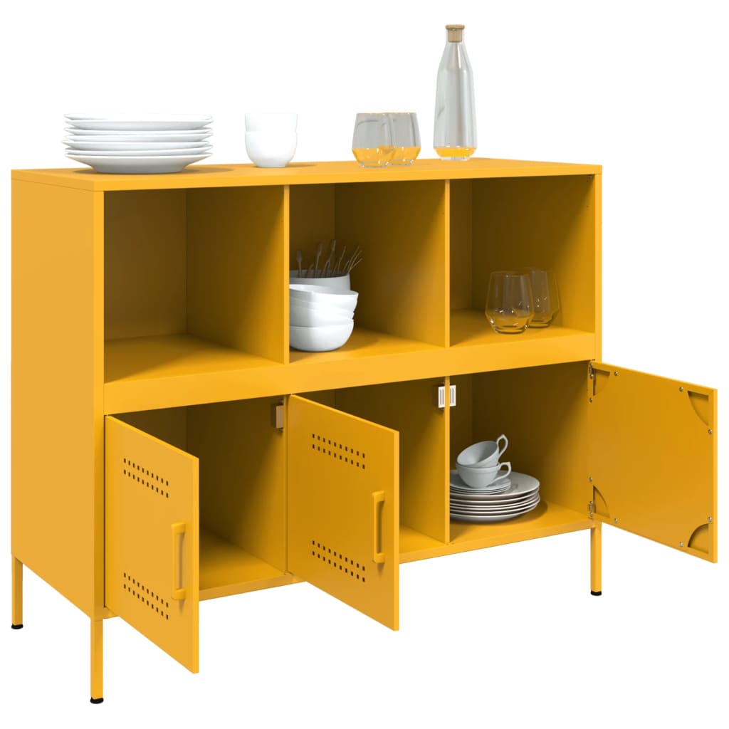 Komoda boja senfa 100,5 x 39 x 79 cm čelični