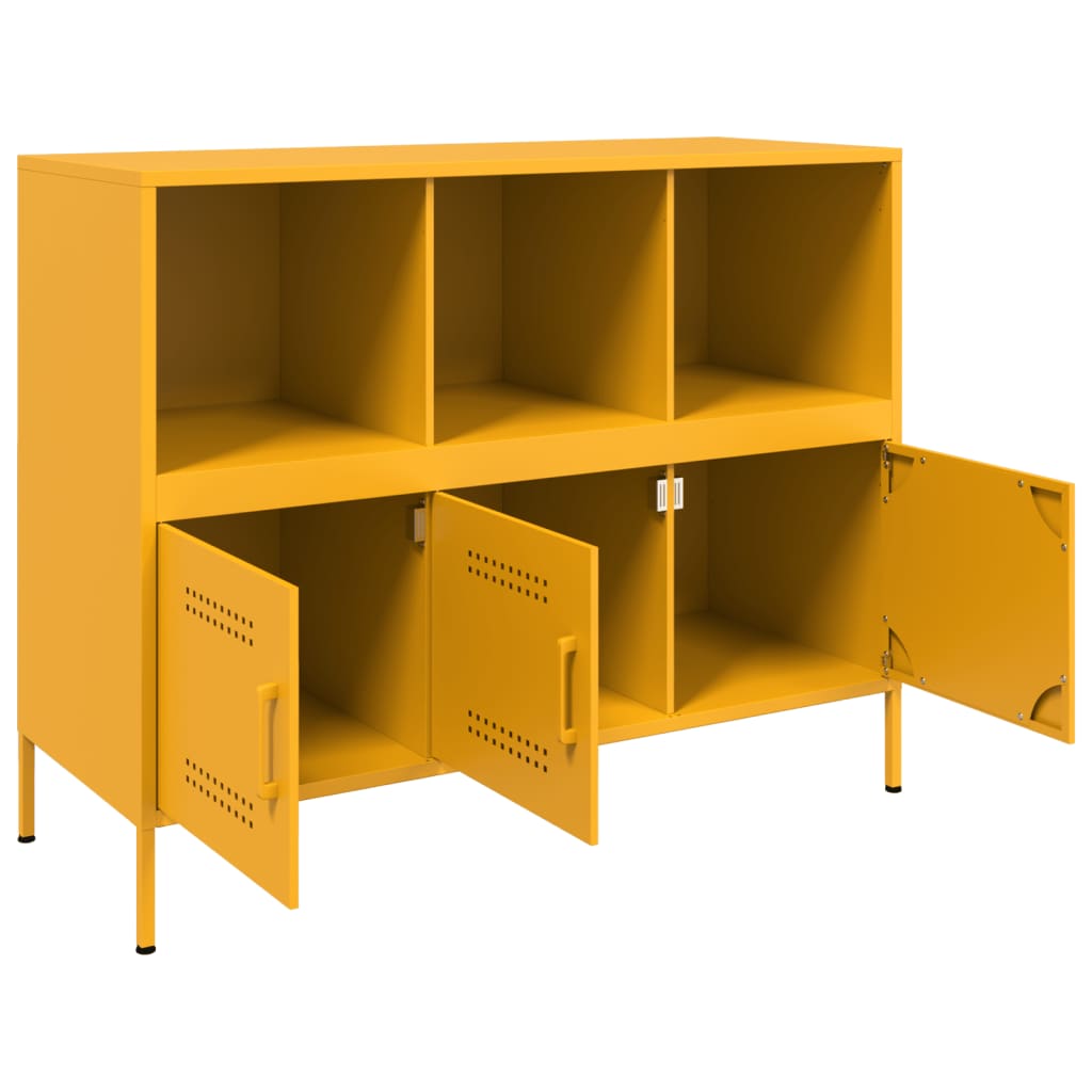 Komoda boja senfa 100,5 x 39 x 79 cm čelični