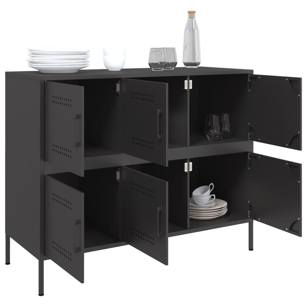 Komoda crna 100,5 x 39 x 79 cm čelik