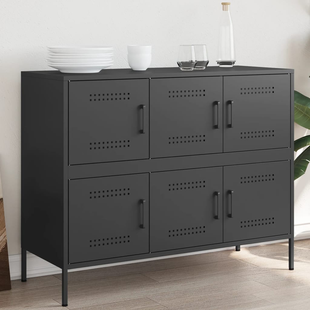 Komoda crna 100,5 x 39 x 79 cm čelik