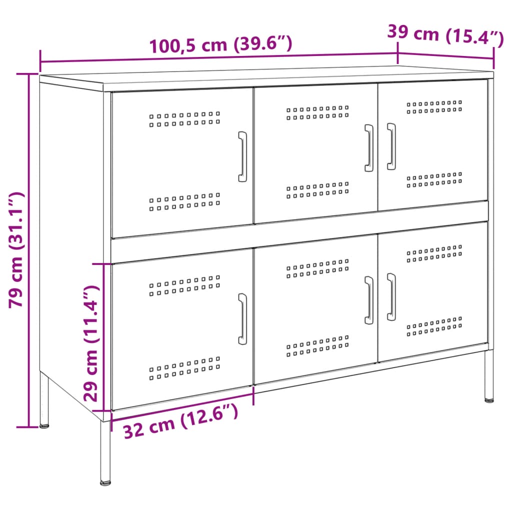 Komoda antracit 100,5 x 39 x 79 cm čelik