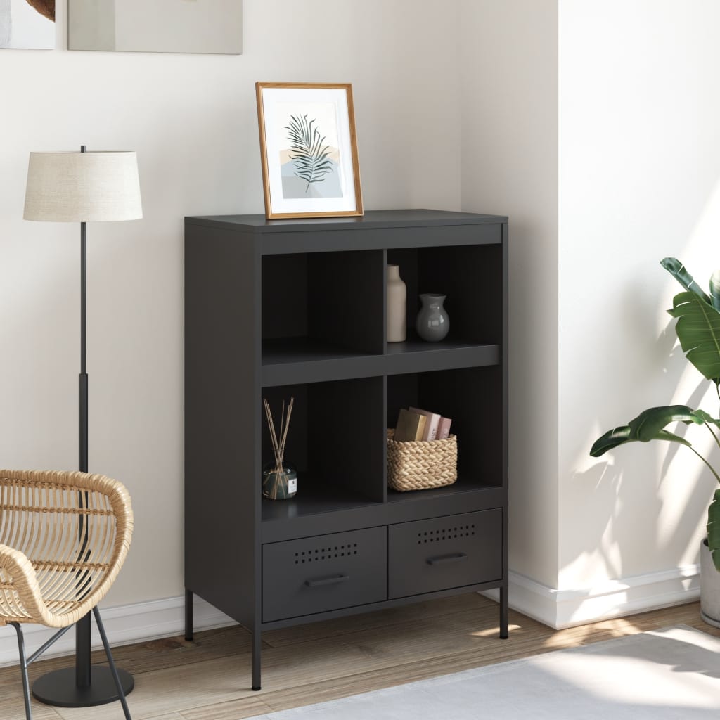 Visoka komoda crna 68 x 39 x 101,5 cm od čelika