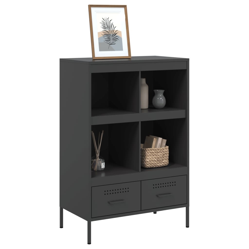 Visoka komoda crna 68 x 39 x 101,5 cm od čelika