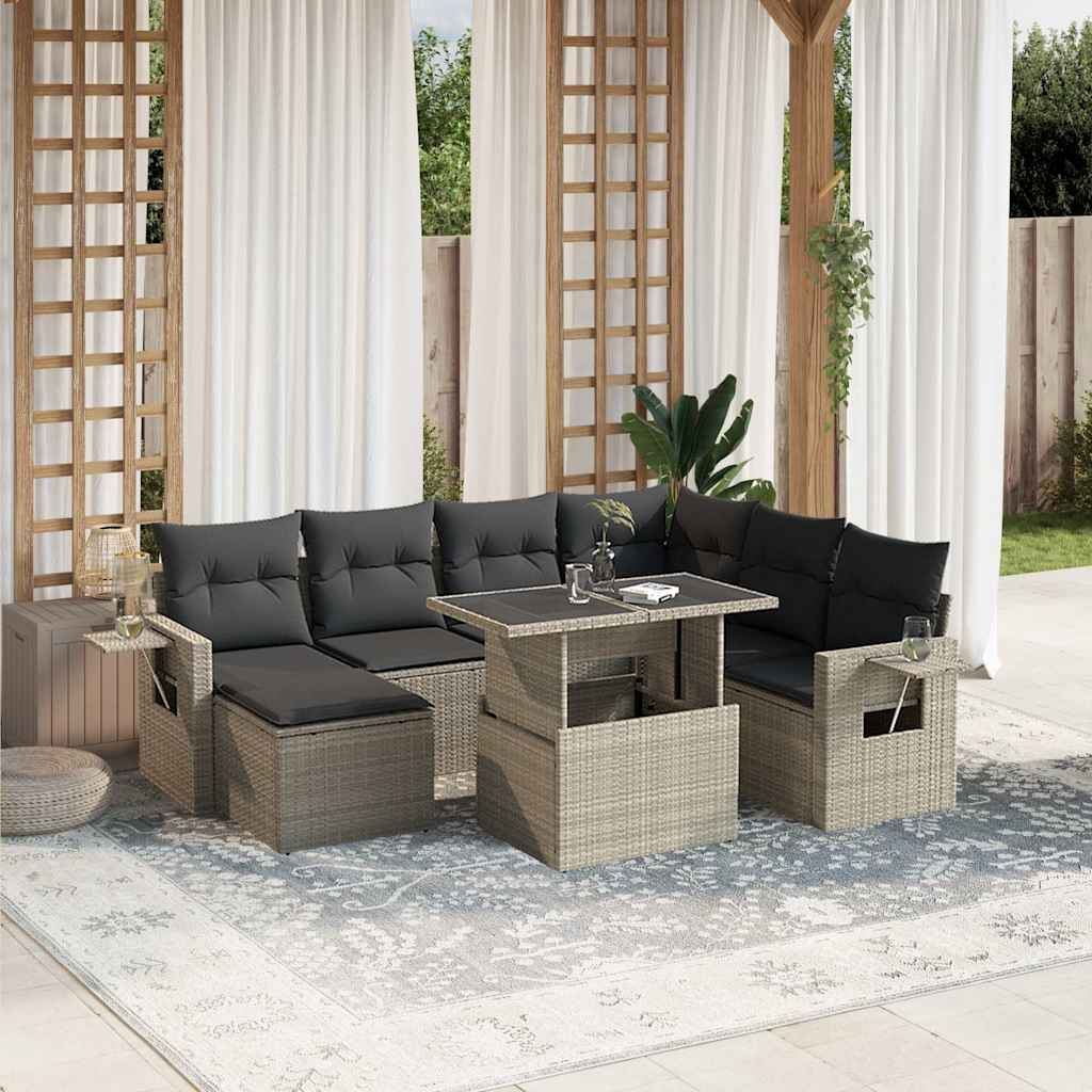 8-dijelni set vrtnih sofa od poliratana s jastucima svjetlosivi