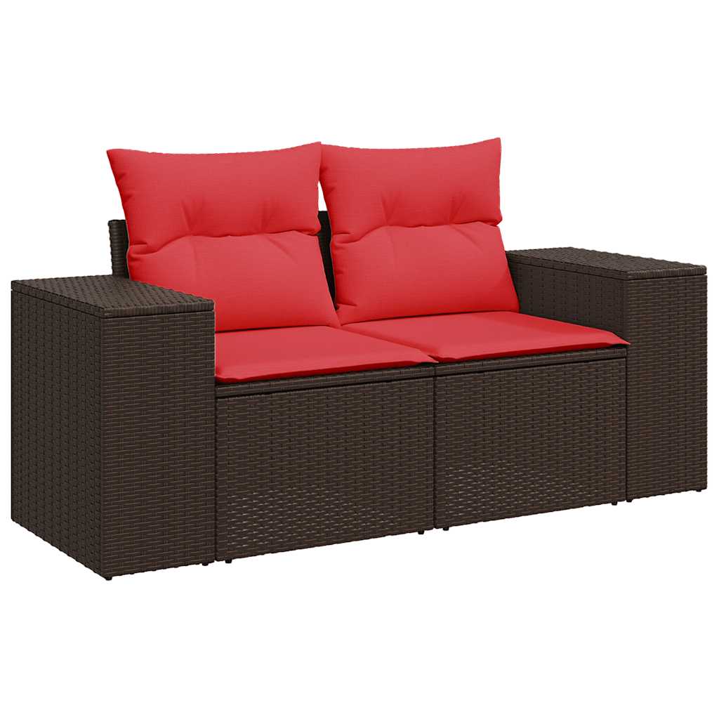 Vrtni set od 6 dijelova s jastucima, smeđi poliratan