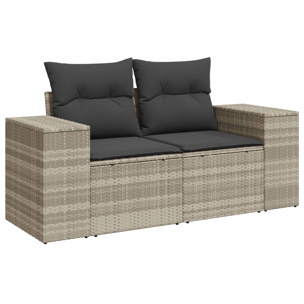 10-dijelni set vrtnih sofa poliratan s jastucima svijetlosivi