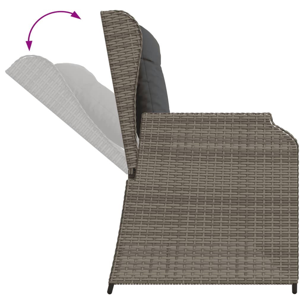 7-dijelna vrtna garnitura od poliratana s jastucima siva