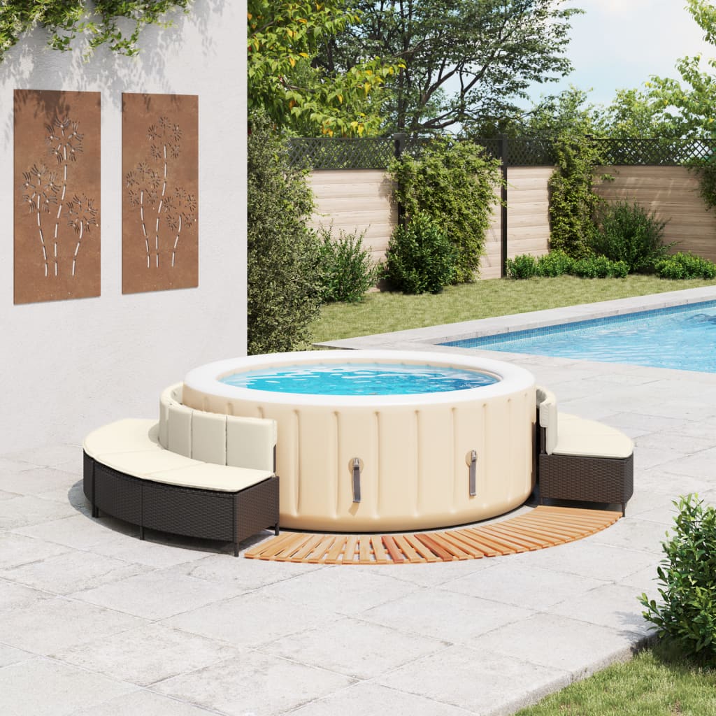 Okvir za hidromasažnu kadu crni od poliratana i bagremovog drva
