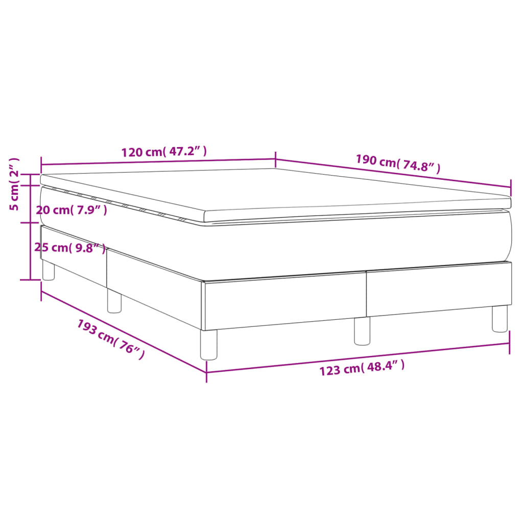 Krevet box spring s madracem tamnosmeđi 120 x 190 cm od tkanine