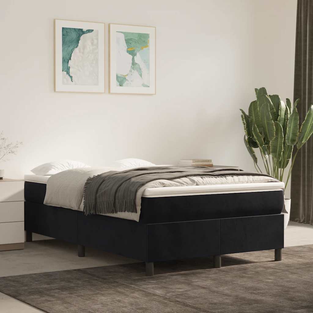 Krevet box spring s madracem crni 120 x 190 cm baršunasti